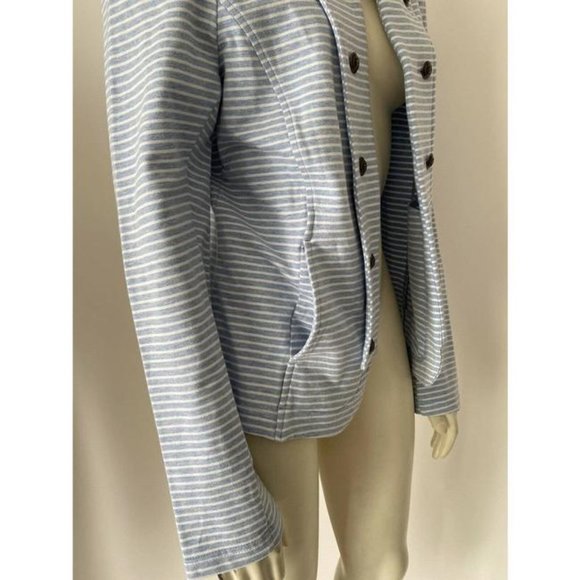 Tommy Hilfiger Military Band Womens Open Front Jacket Grey White Stripes sz S - Picture 14 of 15